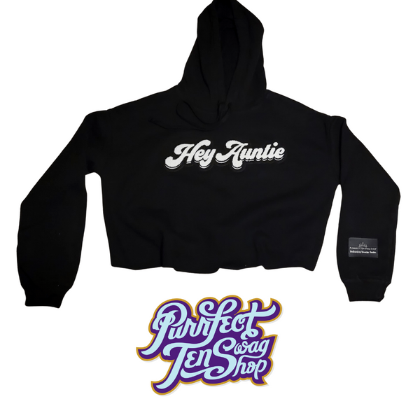 "Hey Auntie" Hooded Crop Tops