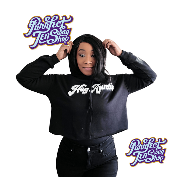 "Hey Auntie" Hooded Crop Tops