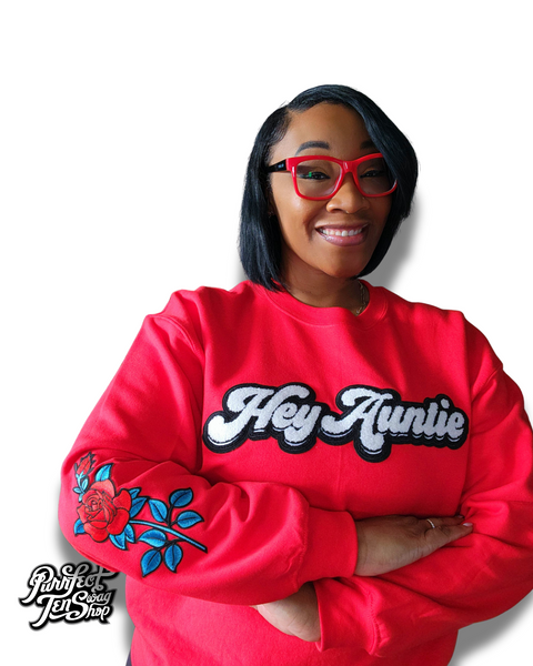 "Hey Auntie"-Red Crewneck